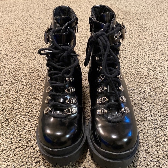 Jeffrey Campbell Black Combat Boot Size 6.5 in Like New Condition - Picture 1 of 9